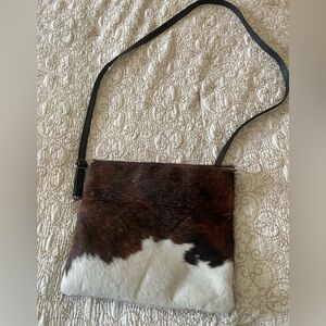 Cowhide Crossbody Bag with Black Strap